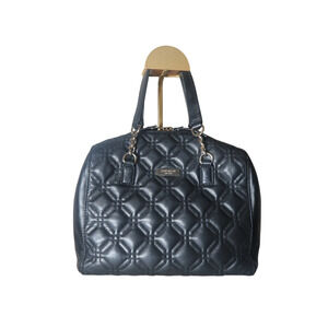 Kate Spade Quilted Cowhide Leather Double-Handle Satchel Lined Gold Hardware